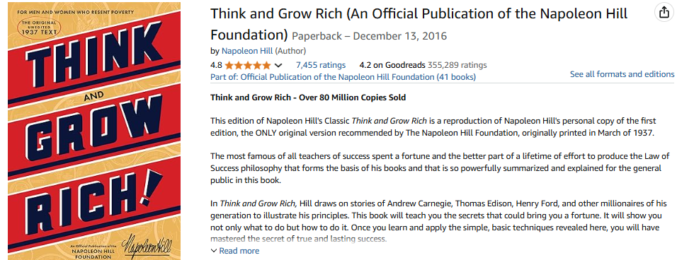 Amazon Book - Think and Grow Rich